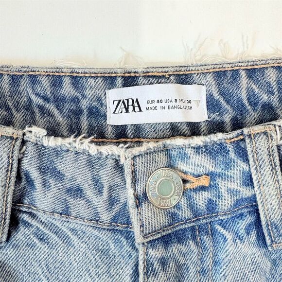 Zara Women's Ripped Distressed Light Wash Denim Jeans Size 8 - Picture 2 of 11